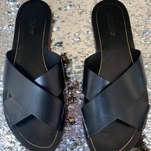 Black J. Crew Slide on Sandals